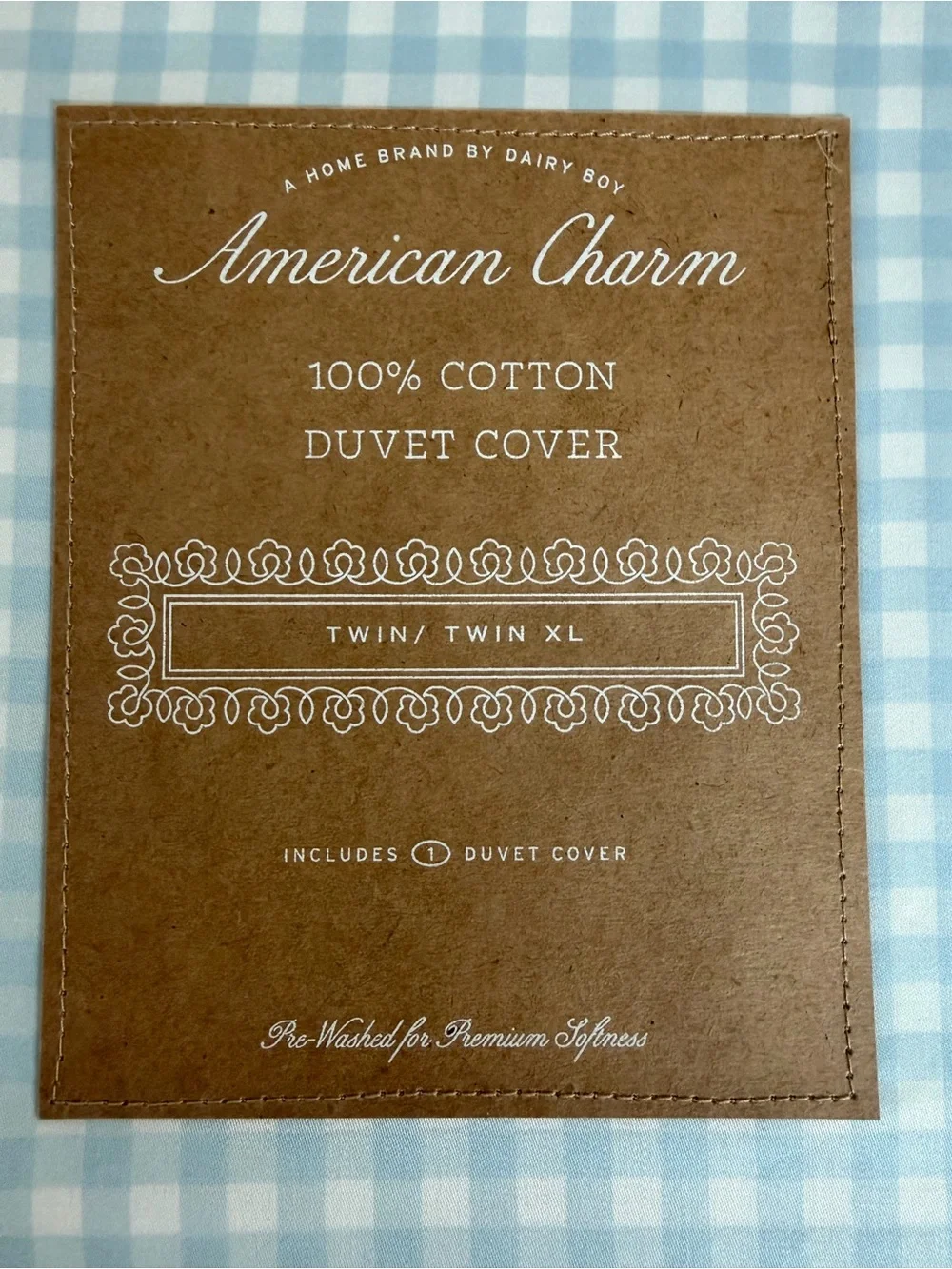 NEW Dairy Boy gingham duvet set, powder blue 🩵
